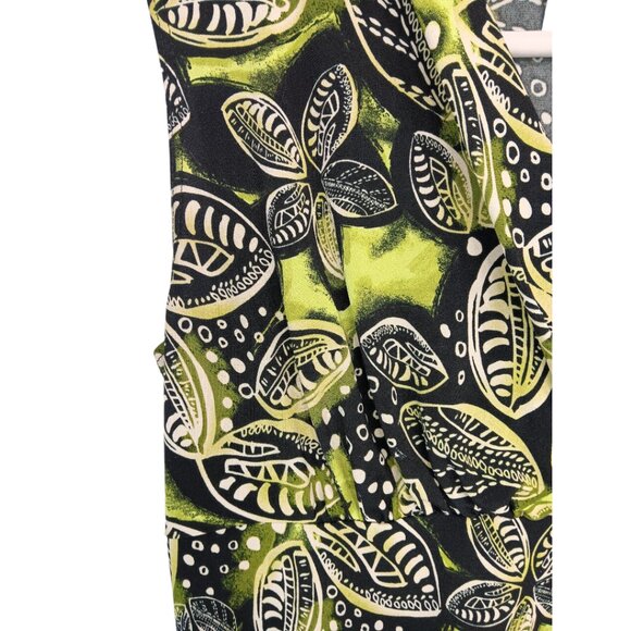 JKLA- Sleeveless Tank Stretch Light Faux Wrap collar-Lime Green-Black-Cream - Picture 13 of 16